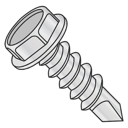 Usa Industrials Self-Drilling Screw, #12-14 x 3/4 in, Zinc Plated Steel Flange Hex Head External Hex Drive BULK-SCRW-11516